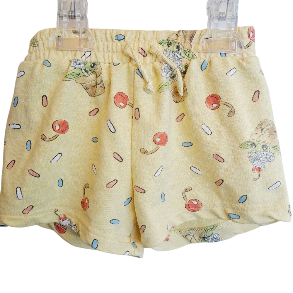 4/$20 Disney Star Wars Yoda Yellow Ice Cream Cones & Sprinkles Shorts Size 3T